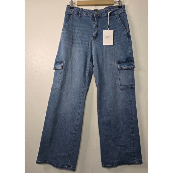 KanCan Londyn High Rise Cargo Wide Leg Jeans Indigo Size 6/28 NWT - Picture 1 of 11